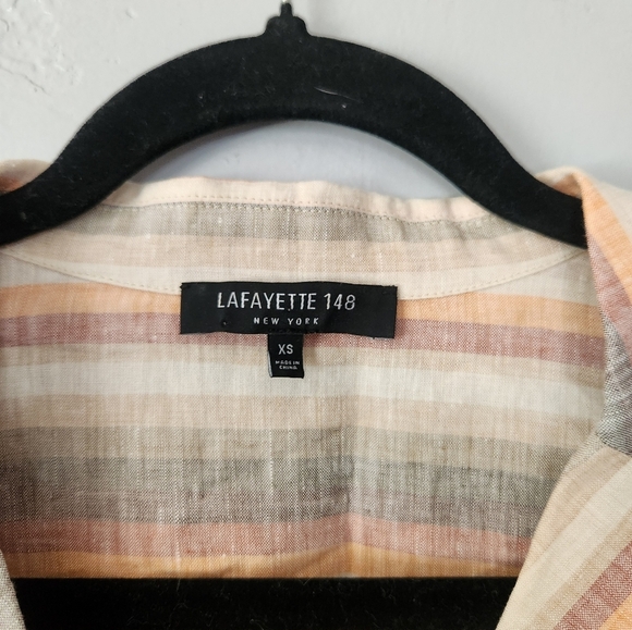 Lafayette 148 Wendell Skyscraper Striped Linen Shirt Sedona XS - Picture 5 of 7